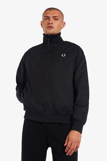 Pánské Bundy Fred Perry Grafická Print Zip Through Černé | CZ 1858OKIR